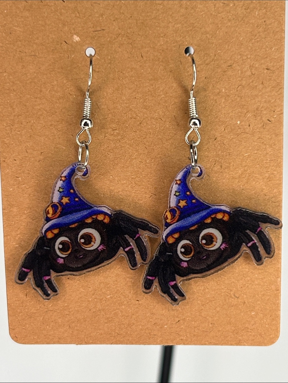 Cute Black Spider Wizard Earrings Halloween Fashion Jewelry